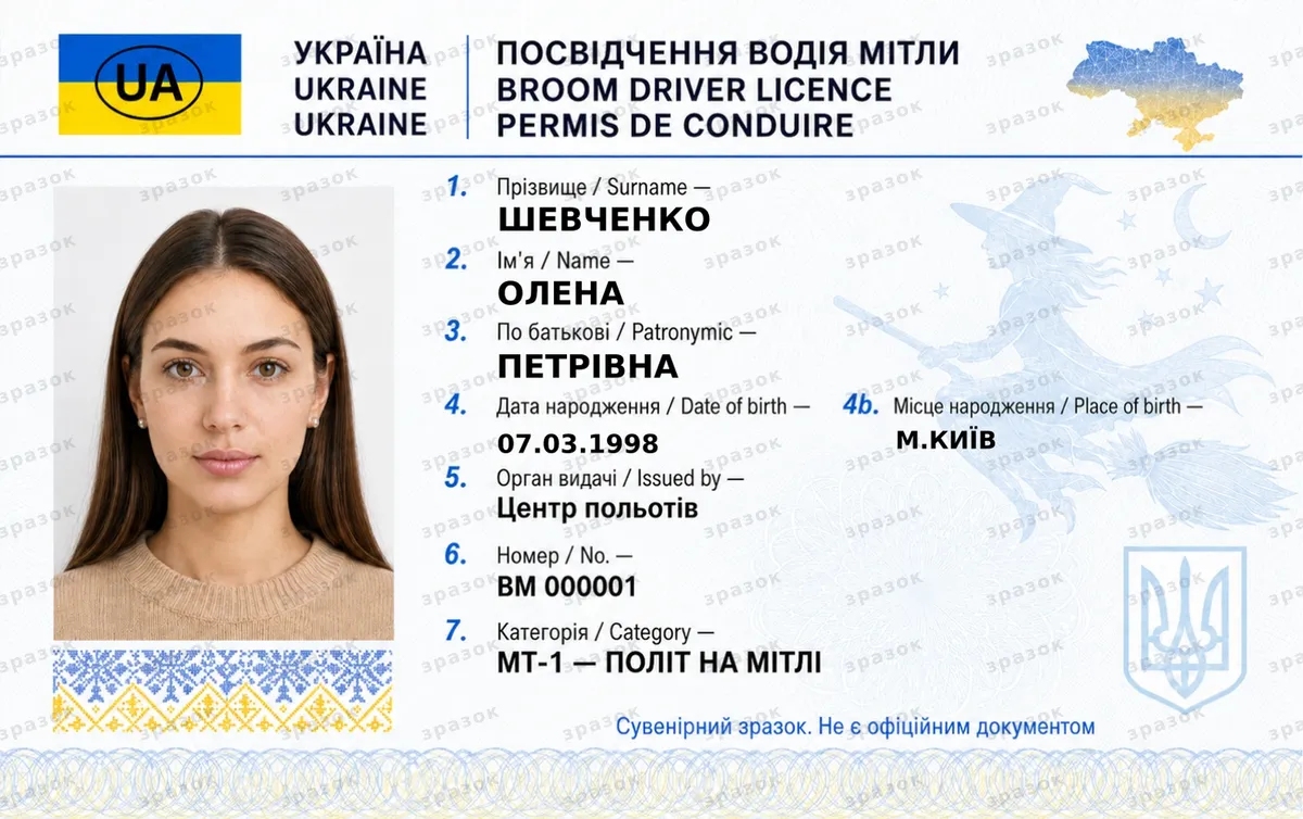 Права на мітлу — сувенірне посвідчення