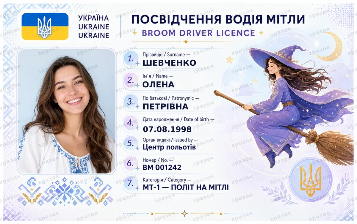 Водійське посвідчення на мітлу (Violet)