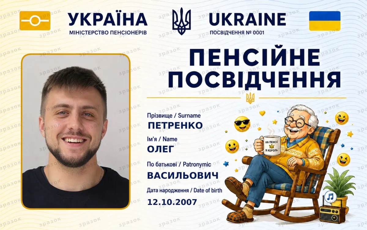 Пенсійне посвідчення чоловіче